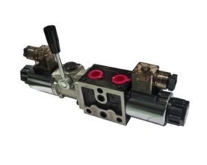 Stapelbares Steuerventil elektrisch-manuell 3/8" 12VDC 40l/min ABT angeschlossen P geschlossen