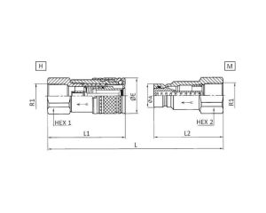 Flat face snelkoppeling 1/4" BSP male, BG-maat: 1